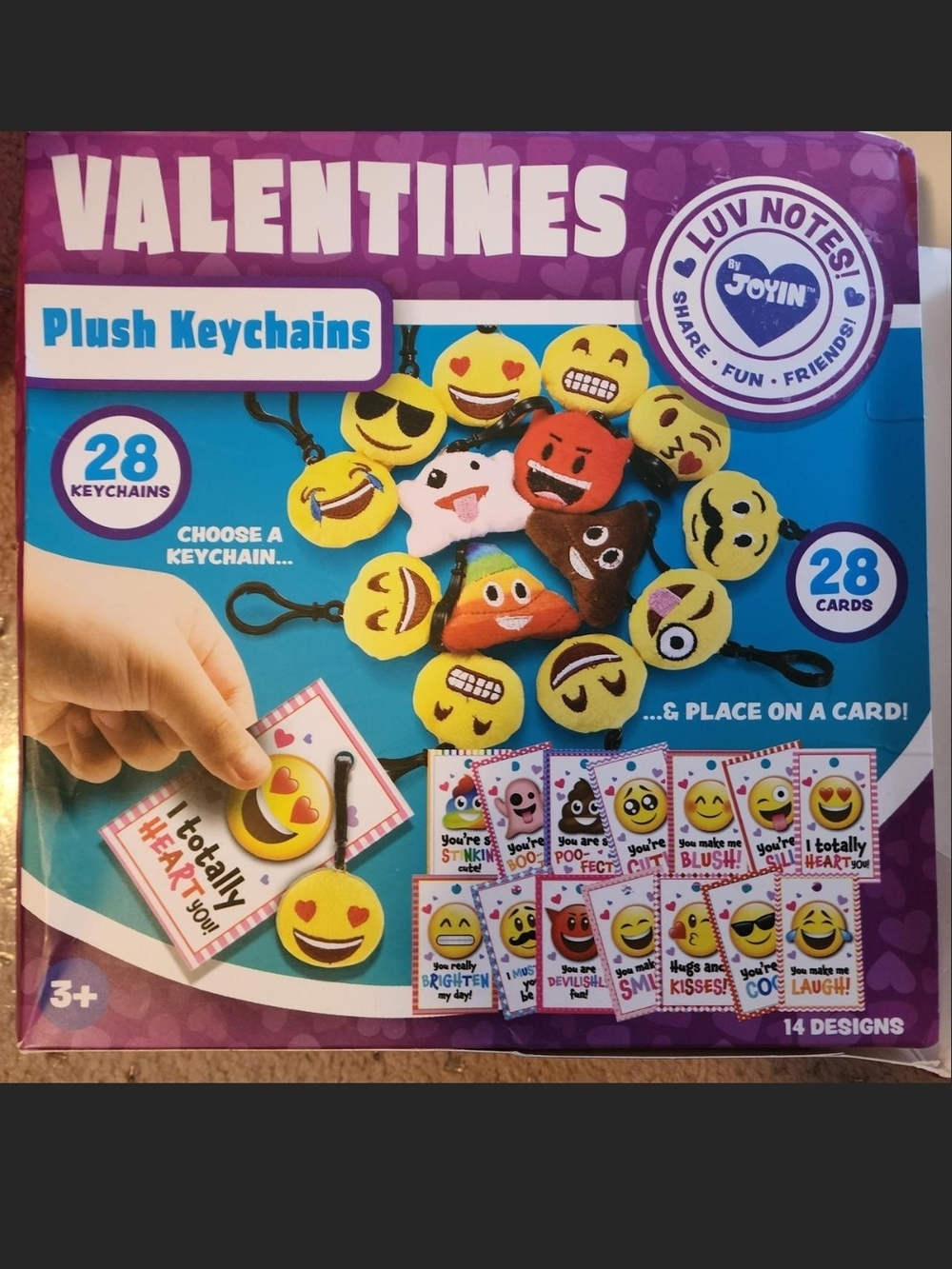 Plush Emoji Keychains Valentines - Yellow (28 Pack)